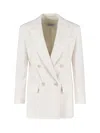 Max Mara Tailored Double-breasted Jacket Flap Pockets In White