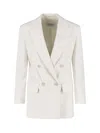 Max Mara Tailored Double-breasted Jacket Flap Pockets In White