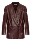 Max Mara Olimpia Double-breasted Leather Jacket In Brown