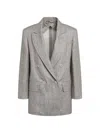Max Mara Olimpia Double-breasted Chevron Linen Blazer In Beige In Gray