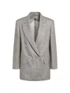 Max Mara Olimpia Double-breasted Chevron Linen Blazer In Beige In Gray
