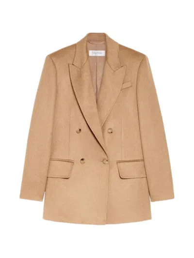 Max Mara Tailored Double Breasted Jacket Notch Lapels In Brown