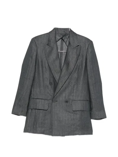 Max Mara Olimpia Double-breasted Chevron Jacket In Black