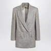 Max Mara Olimpia Double-breasted Chevron Linen Blazer In Beige In Gray