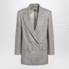 Max Mara Olimpia Double-breasted Chevron Linen Blazer In Beige In Gray