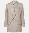Max Mara Chic Mottled Linen Twill Blazer - Straight Fit With Peak-lapel Collar In Neutral