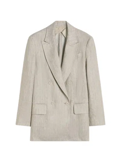 Max Mara Olimpia Jacket In Chevron Linen In Beige