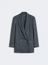 Max Mara Wool Jacket With Notched Lapels And Back Vent In Blue