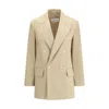 Max Mara Stretch-cotton Double-breasted Blazer In Nude