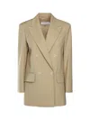 Max Mara Stretch-cotton Double-breasted Blazer In Brown