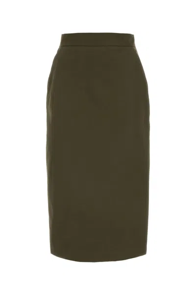 Max Mara Olive Green Cotton Cognac Skirt In Military Green