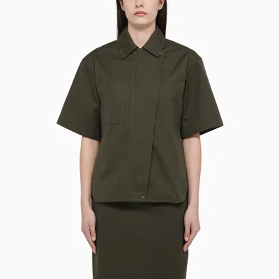 Max Mara Olive Green Cotton Over Shirt In Blue