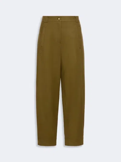 Max Mara Olive Green Stretch Cotton Adorni Pant In Multi