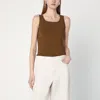 Max Mara Ribbed Trim Scoop Neck Sleeveless Top In Beige