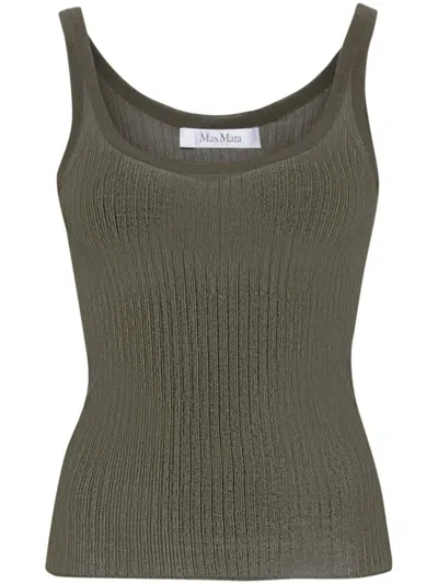 MAX MARA OLIVE SILK TANK TOP