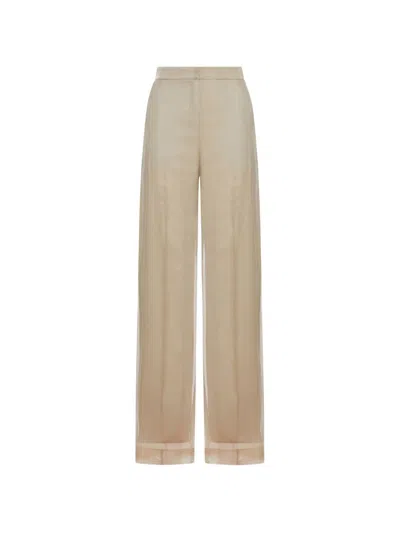 Max Mara "olivi" Silk Organza Pants In Neutral