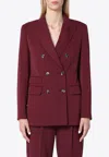 Max Mara Bordeaux Double-breasted Jacket In Wool In Burgundy