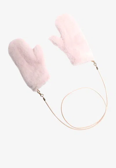 Max Mara Ombrat Teddy Mittens In Pink