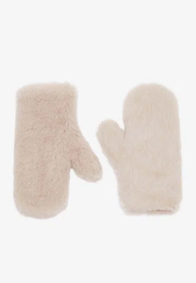 Max Mara Ombrat Teddy Mittens In Pink