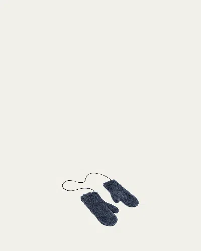 Max Mara Ombrato Camel Wool Silk Mittens In Blue Jeans