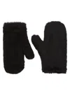Max Mara Corded Faux Fur Mittens With Attached Cord In Black
