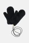 Max Mara Corded Faux Fur Mittens With Attached Cord In Black