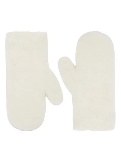 Max Mara Ombrato Gloves White In Neutral