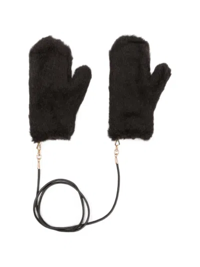 Max Mara Ombrato Leather-strap Gloves In Transparent
