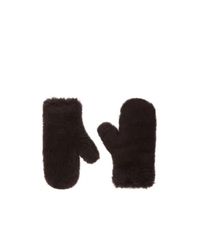 Max Mara Ombrato Leather-strap Gloves In Purple