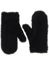 Max Mara Corded Faux Fur Mittens With Attached Cord In Black