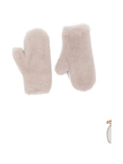 Max Mara Ombrato Teddy Mittens In Pink
