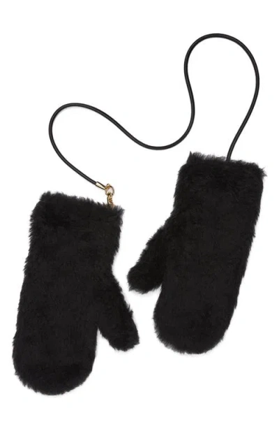 Max Mara Ombrato Wool-silk Mittens In Black