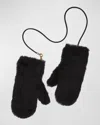Max Mara Ombrato Wool-silk Mittens In Black