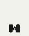 Max Mara Ombrato Wool Mittens In Black