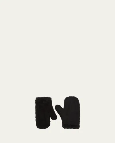 Max Mara Ombrato Wool Mittens In Black