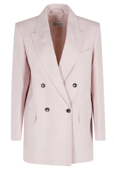 Max Mara Ombrosa Double Breasted Wool Blazer Jackets Rose In Purple