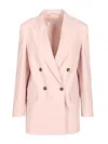 Max Mara Ombrosa Double Breasted Wool Blazer Jackets Rose In Purple