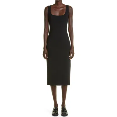 Max Mara Onagro Square Neck Wool Blend Knit Midi Dress In Black