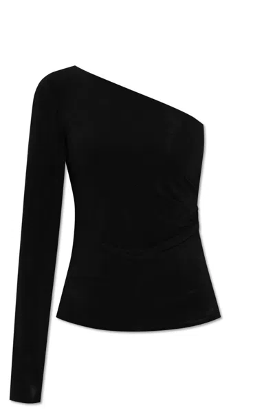 Max Mara Jersey One-shoulder Top In Black
