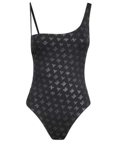 Max Mara One-piece Swimsuit With Logo In Black