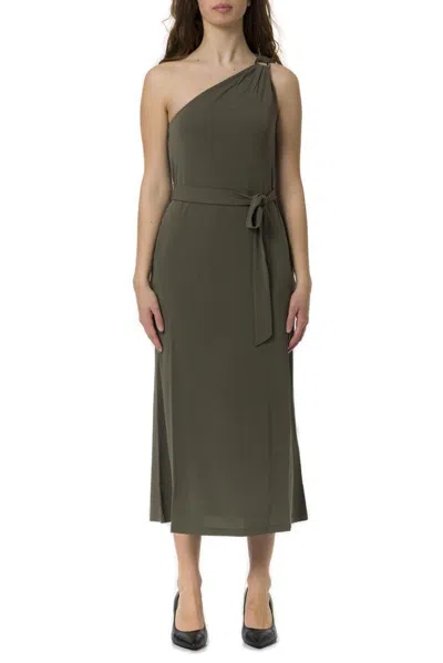 Max Mara One-shoulder Belted Midi Dress In Green