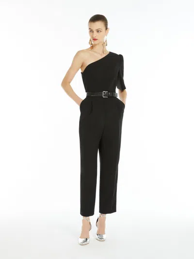 Max Mara One-shoulder Cady Jumpsuit In Black