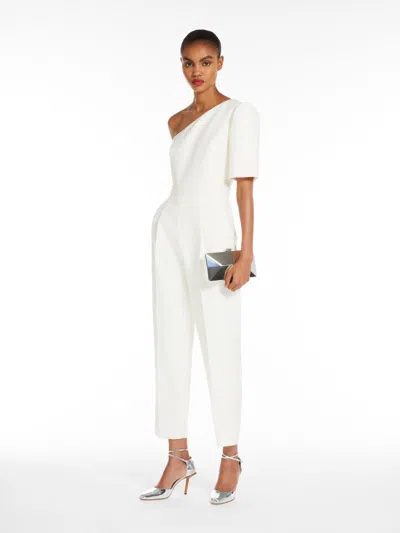 Max Mara One-shoulder Cady Jumpsuit In White