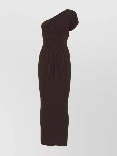 Max Mara One Shoulder Cut-out Maxi Dress In Brown