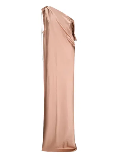 Max Mara One-shoulder Drape-detail Maxi Dress In Neutral