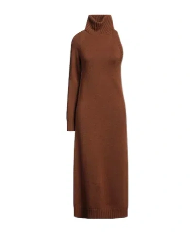Max Mara One Shoulder Dress In Brown