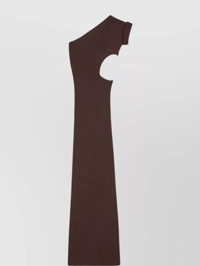 Max Mara One-shoulder Dress Featuring Cut-out Detail In Brown