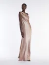 Max Mara Draped Silk Satin One Shoulder Dress In Bronze