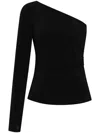 Max Mara Jersey One-shoulder Top In Black