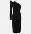 Max Mara Falda One-sleeve Ruffled Jersey Midi Dress In Black
